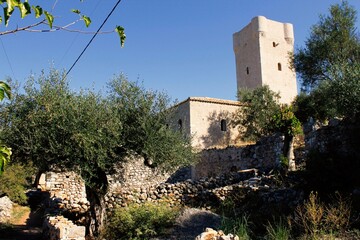 Wall Mural - The Mourtzinos tower in old Kardamyli village, region of Messiniaki Mani, south Peloponnese, Greece.