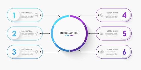 Wall Mural - vector infographic label design template with icons and 6 options or steps. can be used for process 