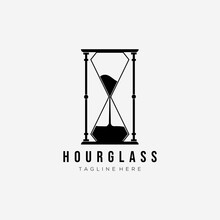 Silhouette Hourglass Timer Logo Vector Illustration Design