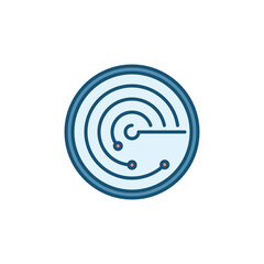 Poster - Radiolocation or Radar vector concept round colored icon or sign