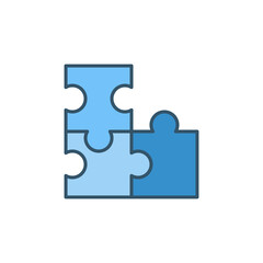 Poster - Puzzle vector strategy concept colored blue icon or symbol