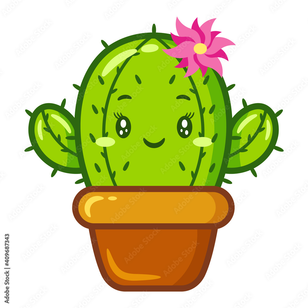 cute cactus drawing sticker Stock Vector | Adobe Stock