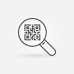 Poster - QR Code in Magnifier outline vector Search concept icon or design element