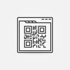Poster - Web Browser with QR Code vector concept icon or symbol in thin line style