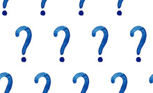 Vector Seamless Pattern With Blue Watercolor Question Marks