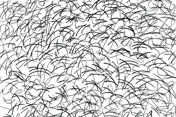 Leinwandbilder - Grunge texture of hand-drawn sloppy doodles, careless strikethrough. Drawn, handwritten swirls, handwriting, hatching. Vector illustration. Overlay Template.