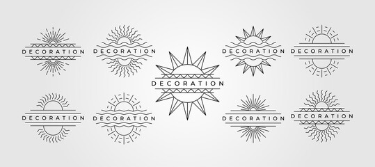 Fototapete - set of sun line art vector symbol minimalist decoration illustration design