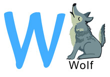 Animal Alphabet Letter W, Wolf