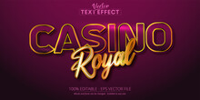 Casino Royal Text, Shiny Golden And Purple Color Style Editable Text Effect