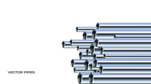 Vector Illustration Of Stack Of Shiny Pipes