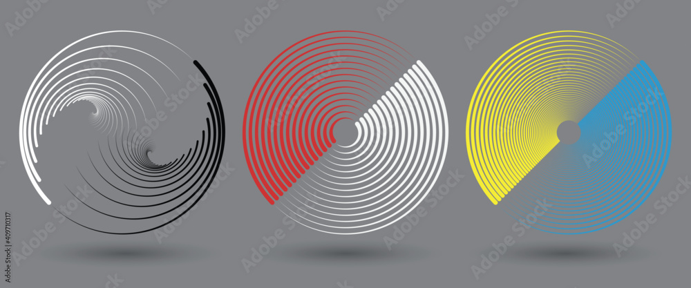 Abstract rotated lines in circle form as background. Design element for prints, logo, sign, symbol and textile pattern. Yin and yang symbol. - obrazy, fototapety, plakaty 