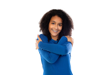 Wall Mural - Teenager girl wearing blue sweater