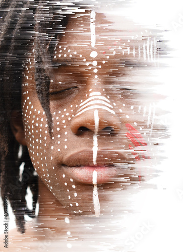 Plakat A digitally manipulated portrait closeup