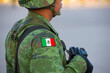 © Wangkun Jia - Raising Flag ceremony on Zocalo at Historic center of Mexico City CDMX, Mexico. Historic center of Mexico City is a UNESCO World Heritage Site since 1987.