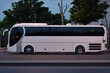 Profile of coach bus parked on dark night street