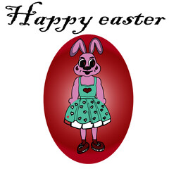 holiday easter, happy easter, greetings on easter, bunny girl,, egg, in a dress, socks, sneakers, illustration for a poster, illustration for a website, illustration for instagram, illustration for pr