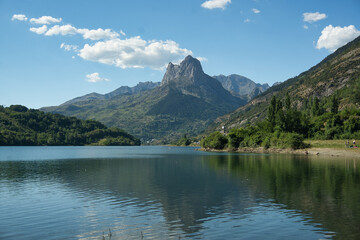 view of the Lanuza reservoir located in the Aragonese Pyrenees in the province of Huesca, Spain