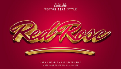 Wall Mural - 3d red rose and gold text style effect