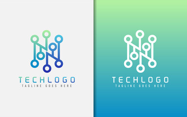 Poster - Abstract Technology Logo Design. Modern Colorful Futuristic Line Symbol Design, Usable For Business, Community, Industrial, Tech, Services Company. Flat Vector Logo Design Illustration.