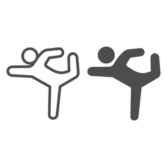 Poster - Gymnast line and solid icon, Diet concept, athletic person sign on white background, gymnast silhouette in exercise and in balance icon in outline style for mobile and web design. Vector graphics.