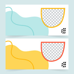 Wall Mural - Set of Editable minimal horizontal  banner template. Suitable for social media post and web internet ads. Vector illustration
