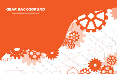 abstract gear wheel pattern on orange technology background ep.2