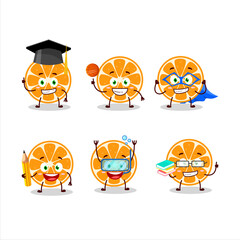 Wall Mural - School student of slice of kumquat cartoon character with various expressions