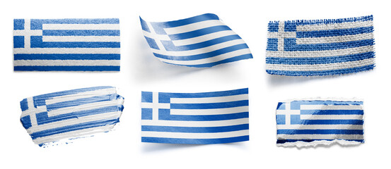 Canvas Print - Set of the national flag of Greece on a white background