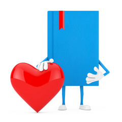 Aufkleber - Blue Book Character Mascot with Red Heart. 3d Rendering