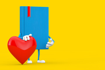 Aufkleber - Blue Book Character Mascot with Red Heart. 3d Rendering