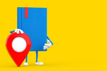 Aufkleber - Blue Book Character Mascot with Map Pointer Pin. 3d Rendering
