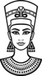 Animation portrait of the beautiful Egyptian woman. Black the white vector illustration isolated on a white background. Print, poster, t-shirt, tattoo.
