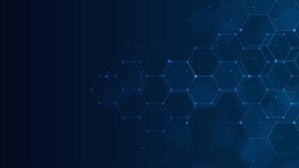 Abstract technology background with hexagons shape pattern. Concepts of healthcare technology, health, science and innovation medicine