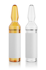 Wall Mural - Two ampoules of medication isolated on the white. 3d rendering.