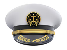 Front View Of Navy Captain Hat Isolated On White Background - 3D Illustration