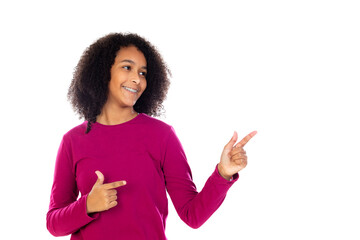 Wall Mural - Teenager girl with afro hair wearing pink sweater