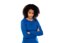 Teenager Girl With Afro Hair Wearing Blue Sweater
