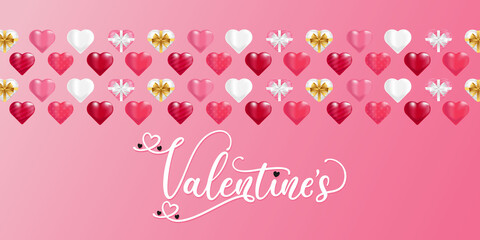 Valentines Day vector background illustration template. Valentines Day background with realistic hearts vector. Happy Valentines day vector sale banner, flyer, invitation, poster, background design