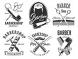 © Vector Tradition - Barber shop vector signs and icons, gentleman and hipster haircut, beard and mustaches shaving salon. Premium quality barbershop pole signage, razor blade, scissors, comb and hair trimmer