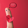 Finger art concept. The concept is not shared love. Valentines day