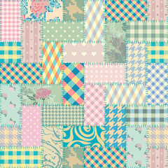 Aufkleber - Seamless background pattern. Textile patchwork pattern. Vector image