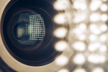 Poster - Beautiful abstract camera lens with  glass reflection.  Background pattern for design.