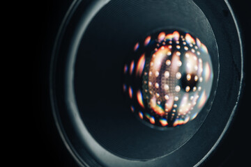 Poster - Beautiful abstract camera lens with  glass reflection.  Background pattern for design.