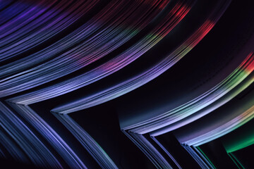 Fototapete - Close up Beautiful book pages in the color light on a night. Background pattern for design. Macro photography view.