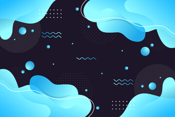 Poster - Futuristic design banner background. Blue Light liquid  shapes elements on a dark background. Fluid gradient shapes concept. Glowing geometric elements. Vector illustration.