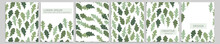 Set Of Vector Cover Notebook Design. Abstract Floral Template Design With Green Leaves On White Background For Notebook Paper, Copybook Brochures, Book, Magazine. Planner And Diary Cover For Print