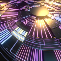 Aufkleber - Sci fi futuristic user interface with glowing elements. Sbstract cover design. Depth of field. 3d rendering illustration