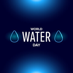 World water day neon style banner design template. 22 march International water day neon concept horizontal vector illustration with text and water on blue water background.