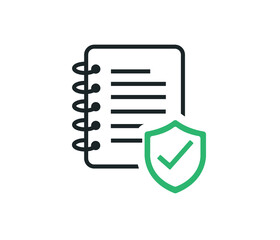 Fototapete - Document with shield icon isolated on white background. Insurance concept. Security, security, protection, protection concept.
