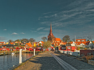 Wall Mural - Nysted harbor marina on Lolland in rural Denmark